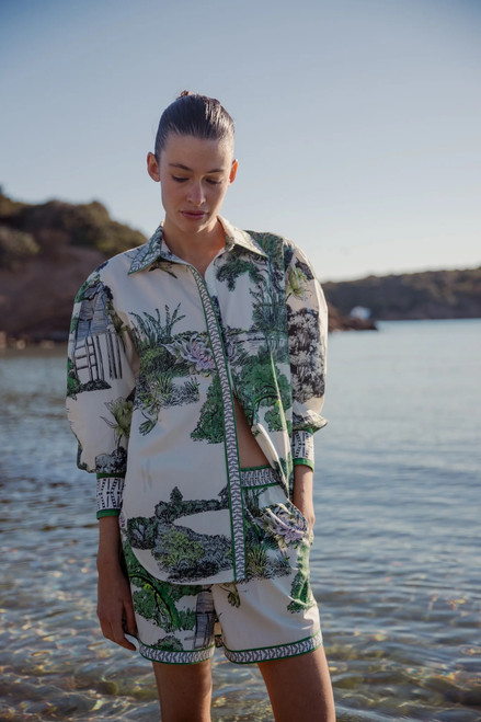 Poplin Shirt - Thailand White and Green
